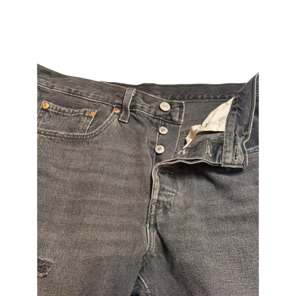 Levi's Women's Premium 501 S High Rise Distressed‎ Jeans Capital "E" Black Sz 30 - Picture 9 of 10